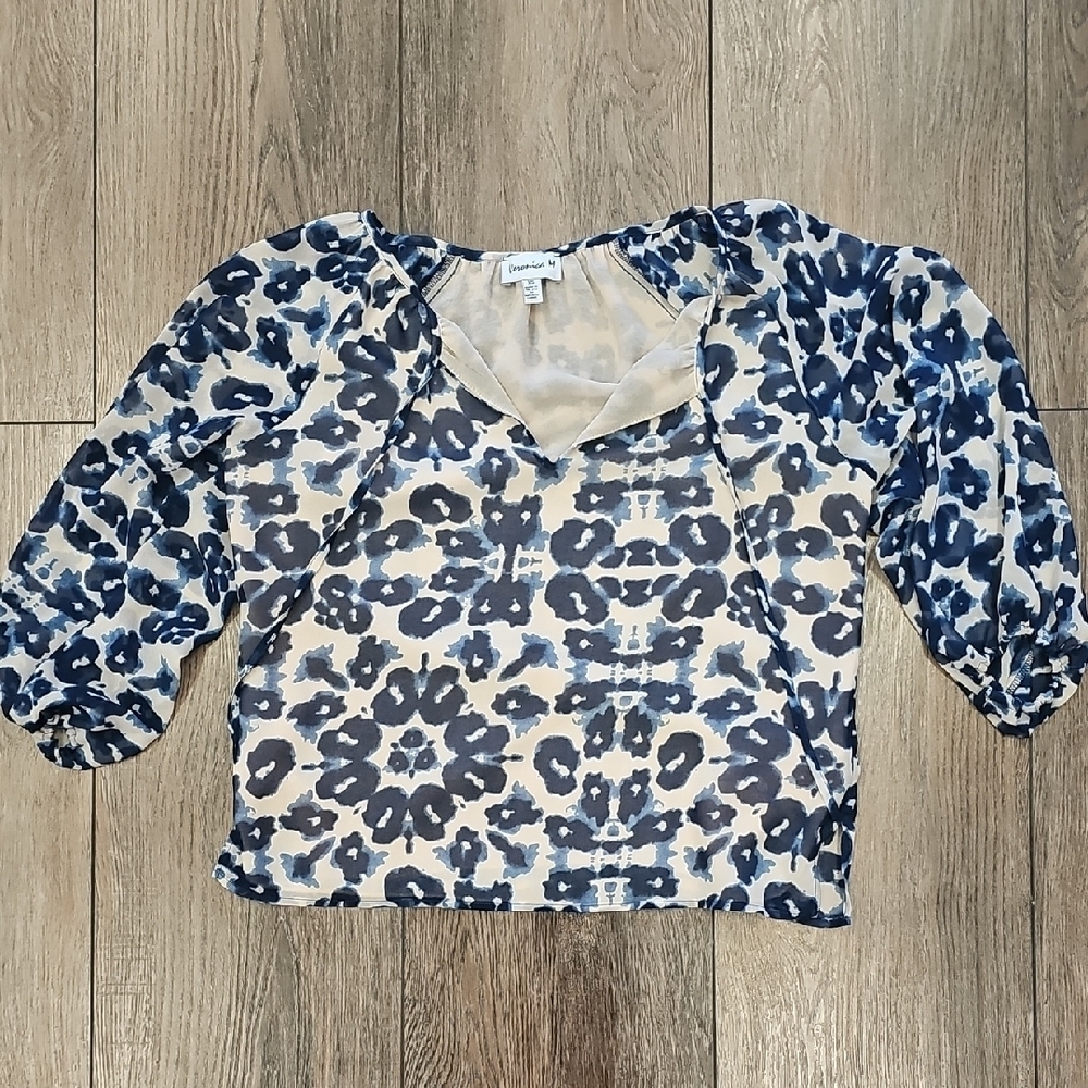 Veronica M, Hippie, Flowy, Baggy, Blue, Relax, Resort, Causal, Blouse, Top,